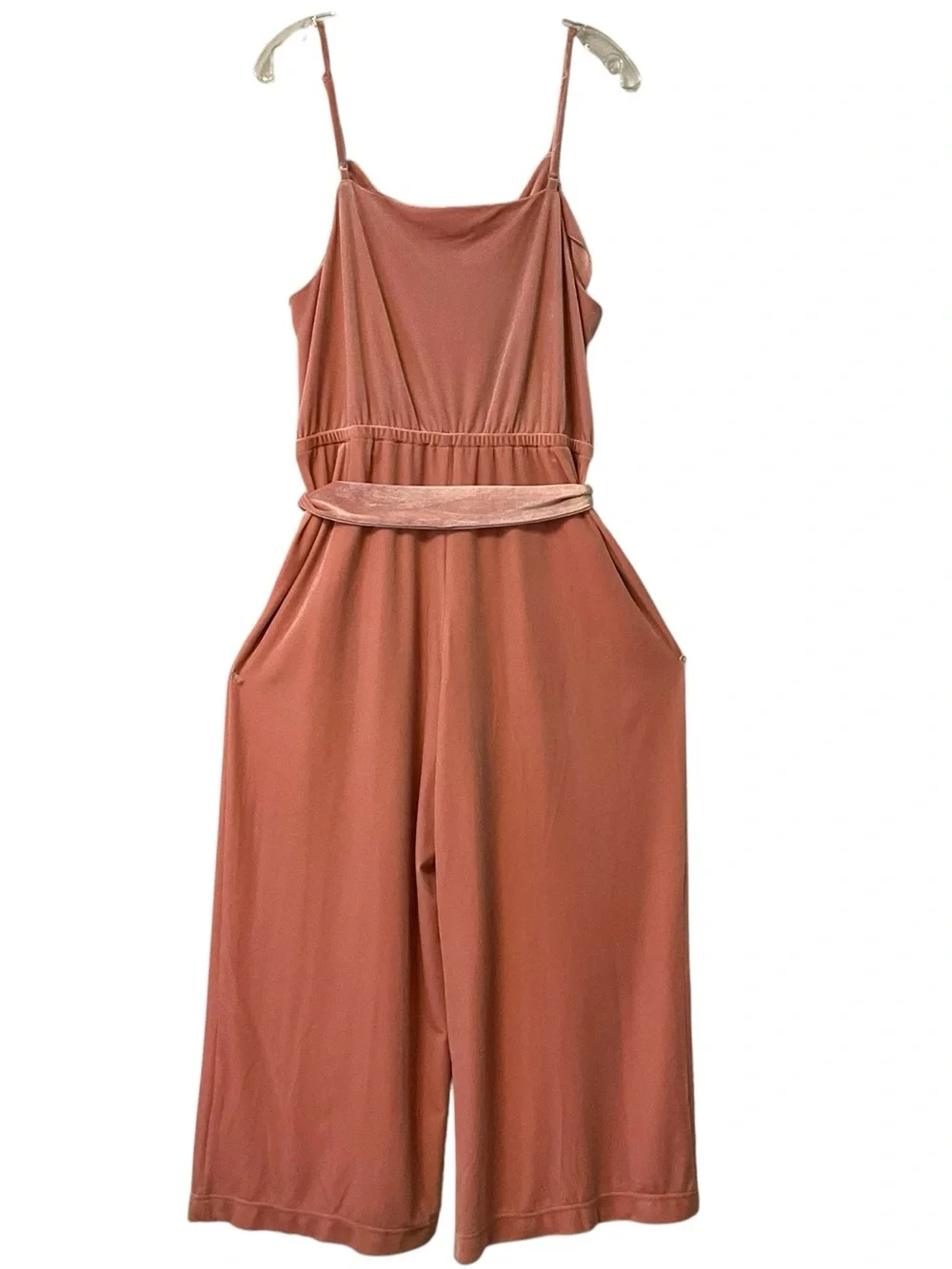 POPSUGAR Pink Coral Sleeveless Tie-Waist Wide-Leg Jumpsuit Romper SZ L NEW